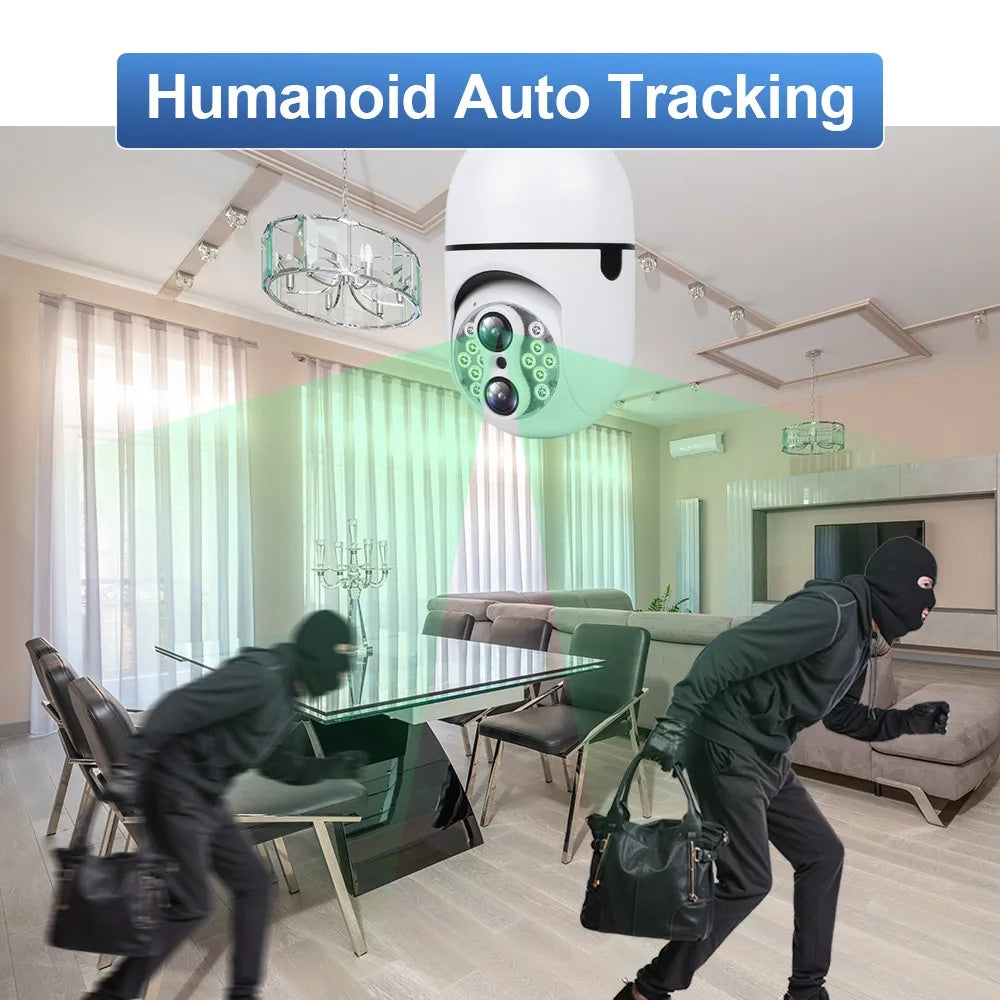 DL18 Dual Lens E27 Wifi Bulb Camera 10X Zoom Smart Home Security Network Camera 360 ° Indoor WiFi Bulb Camera