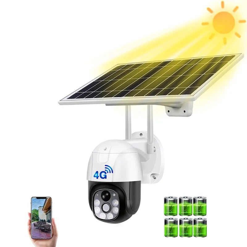 Q26 Solar Wireless Security PTZ Camera 4G/WIFI High Quality V380 Outdoor Camera IP66 Waterproof Night Vision Camera