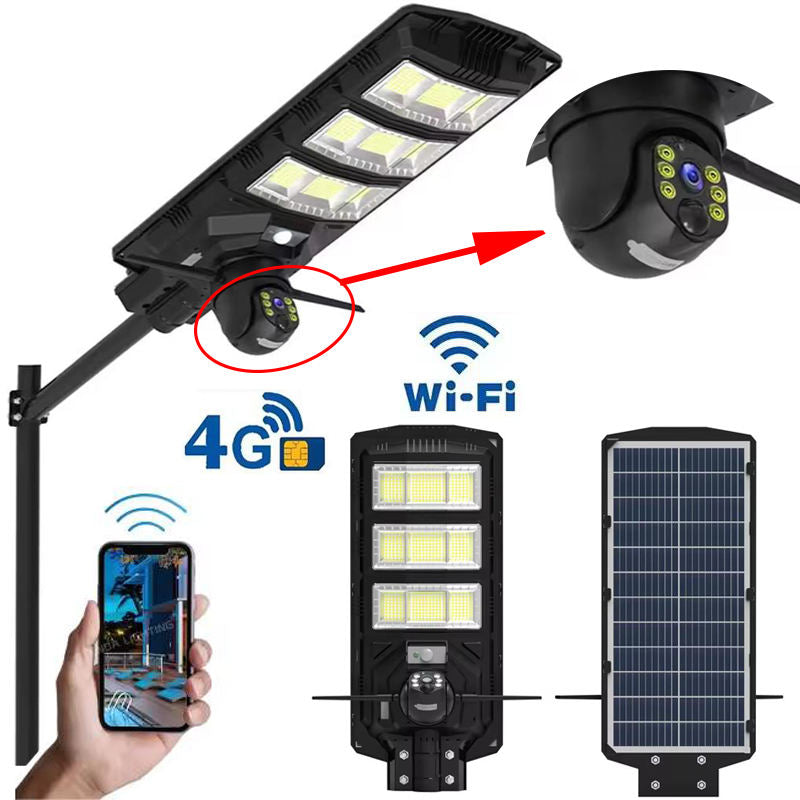 V380 4G/WIFI Solar Street Light Camera 3MP 450W Outdoor IP66 Waterproof Motion Sensor Parking Lot Solar Street Light
