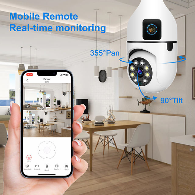 V380 Pro Factory 4MP PTZ Two Way Audio Human Detection Dual Lens WiFi Bulb Camera Smart Home Security IP Network Camera