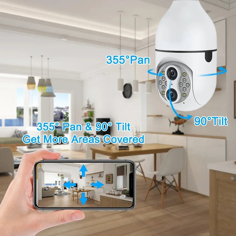 DL18 Dual Lens E27 Wifi Bulb Camera 10X Zoom Smart Home Security Network Camera 360 ° Indoor WiFi Bulb Camera