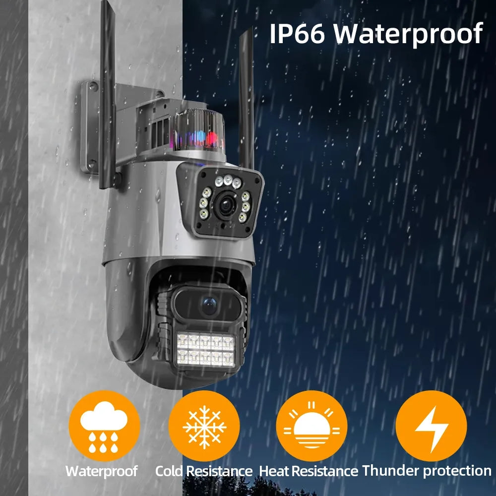 P11 Dual Lens Outdoor Security Alarm PTZ Wifi Camera 6MP Outdoor IP66 Waterproof High Quality Camera ICSEE