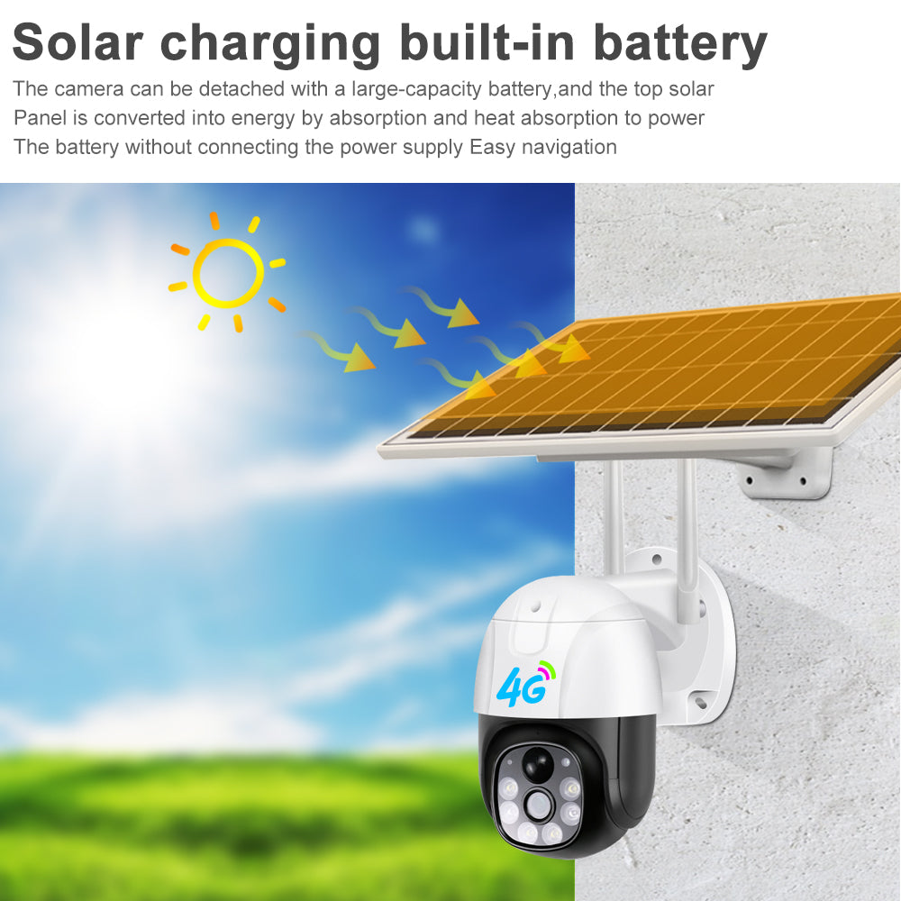 Q26 Solar Wireless Security PTZ Camera 4G/WIFI High Quality V380 Outdoor Camera IP66 Waterproof Night Vision Camera