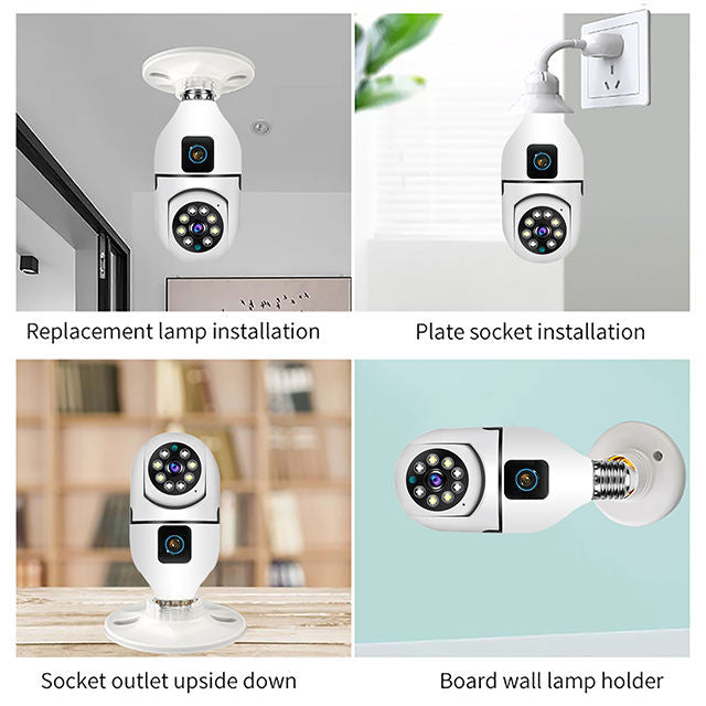V380 Pro Factory 4MP PTZ Two Way Audio Human Detection Dual Lens WiFi Bulb Camera Smart Home Security IP Network Camera