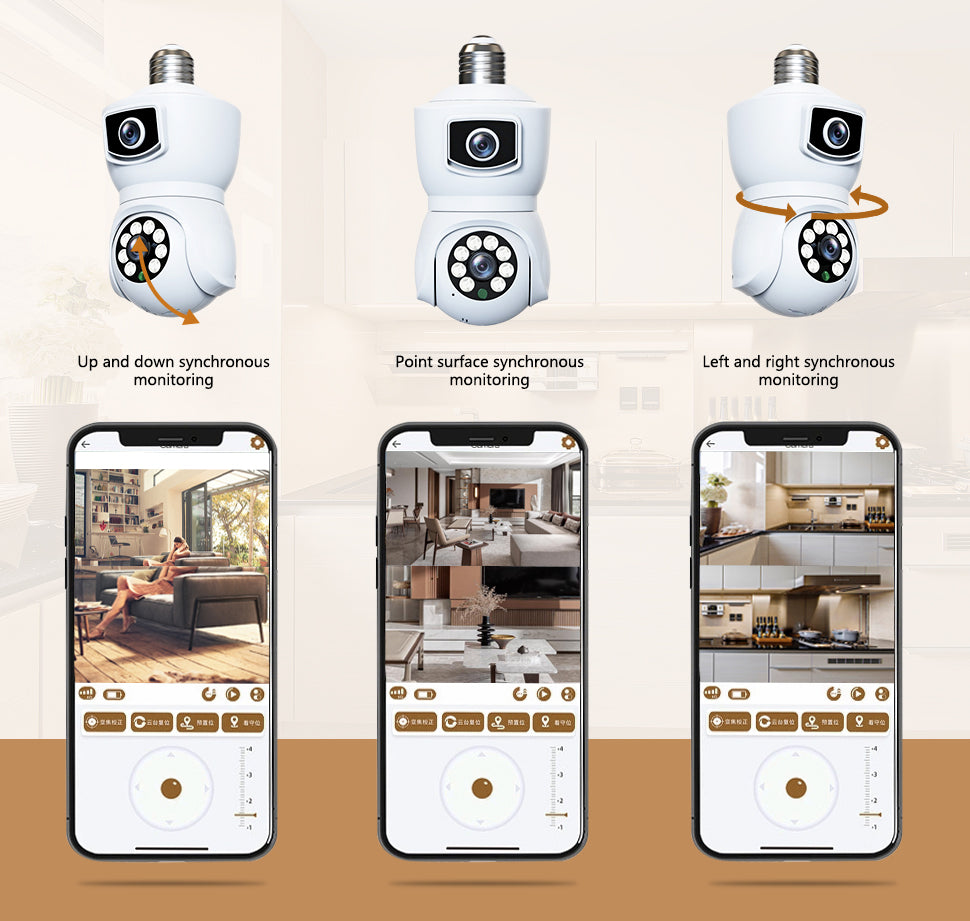 Hot Sales Y9 Dual Lens E27 Light Bulb Camera Wireless PTZ Camera V380 Pro
