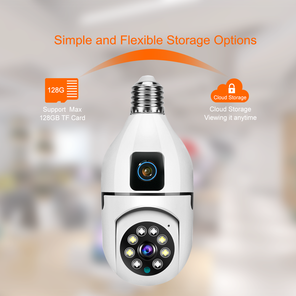 V380 Pro Factory 4MP PTZ Two Way Audio Human Detection Dual Lens WiFi Bulb Camera Smart Home Security IP Network Camera