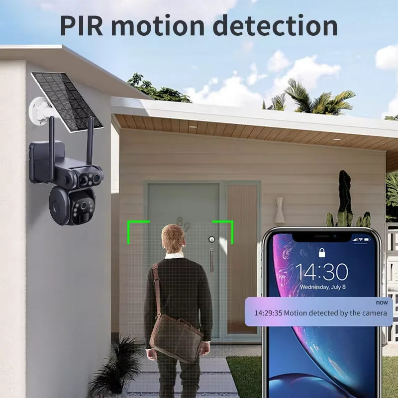 Factory Price Ubox APP Dual Lens 4G WiFi Solar Camera PTZ Camera PIR AI Human Detection Solar Battery Camera 4G SIM Card Camera