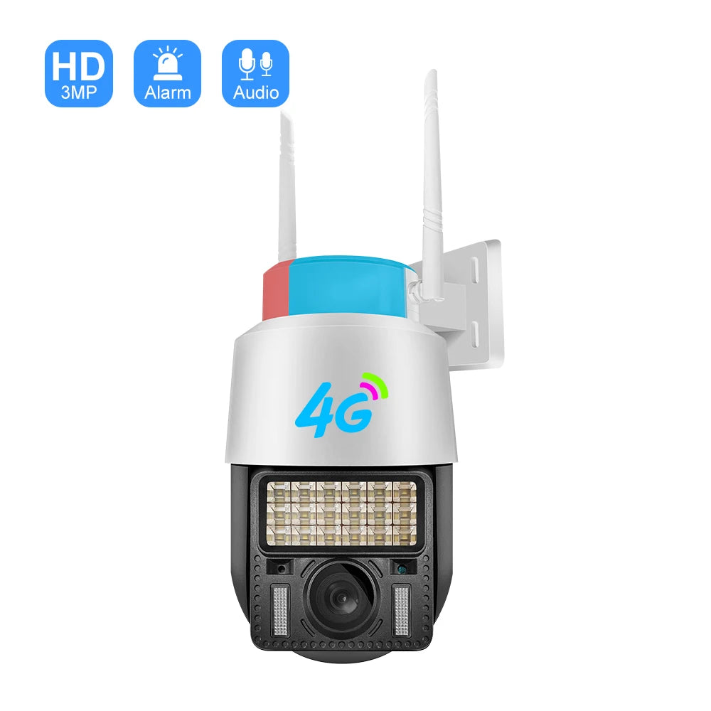 V380 4G SIM Card IP Camera H.265 Outdoor Mini PTZ Camera HD 3MP Wireless CCTV IP 4G PTZ Camera