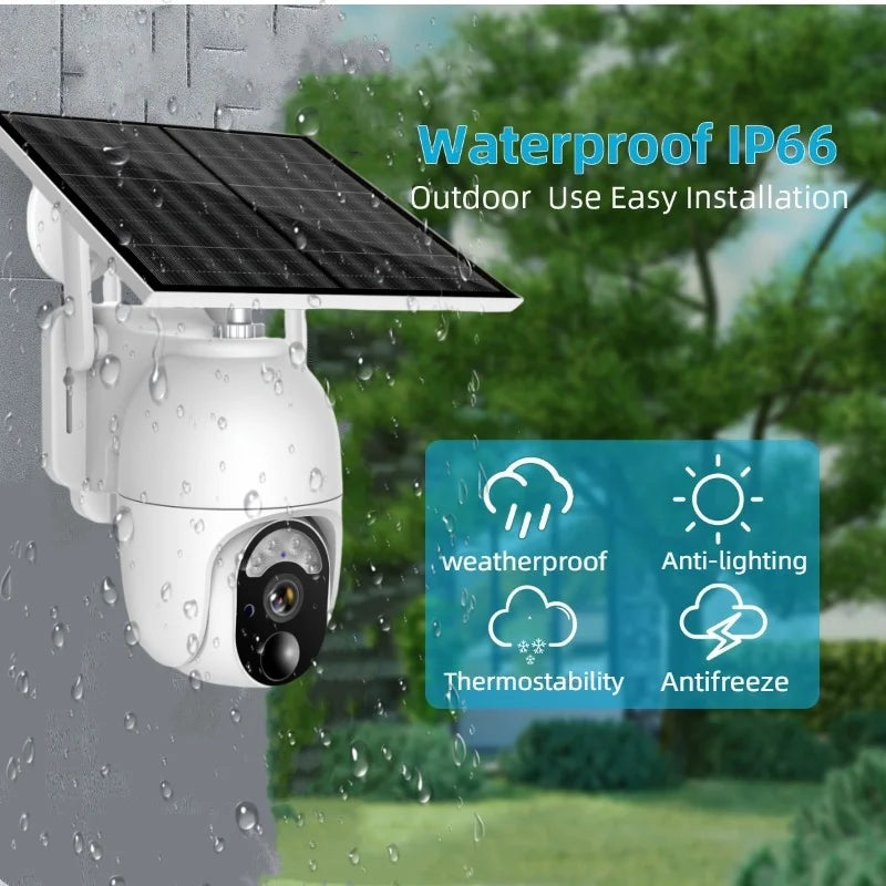 Ubox 4G Solar Power PTZ Camera Rechargeable Battery CCTV IP Camera Wireless WIFI 4G Security Camera With Solar Panel