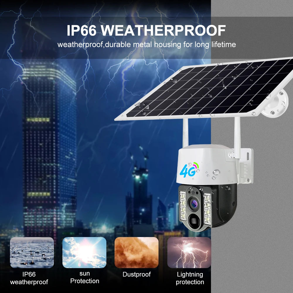 V380 Network APP Video Recorder Surveillance Wireless Outdoor IP PTZ Security Camera With Solar Panel Solar 4G Camera