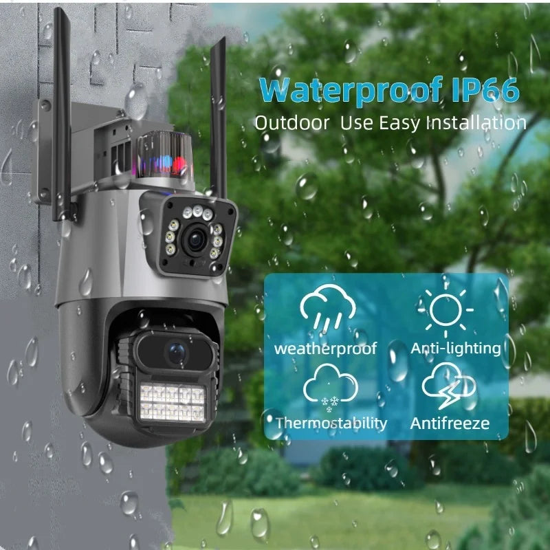 Dual Lens 6MP ICSEE Smart Camera 360 PTZ Auto Tracking Color Night Vision IP Home Security Wireless CCTV Outdoor WiFi Camera