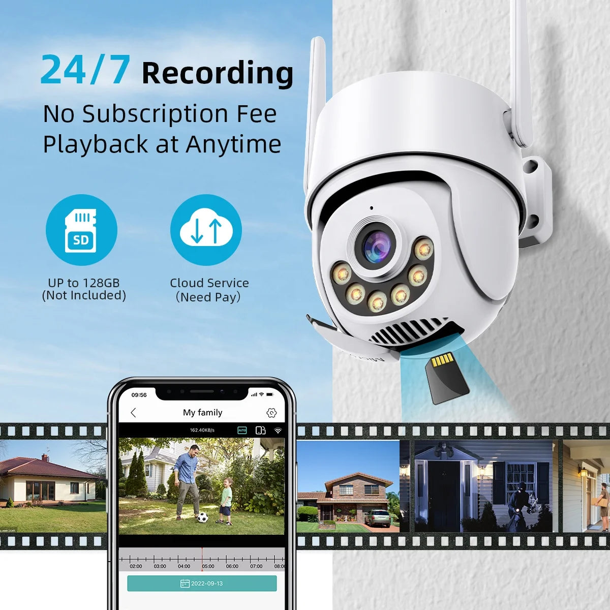 Hot Sales PTZ Auto Tracking 4MP 5MP 8MP 4K Color Night Vision 360 Degree IP Outdoor Wireless WiFi Camera CCTV Security