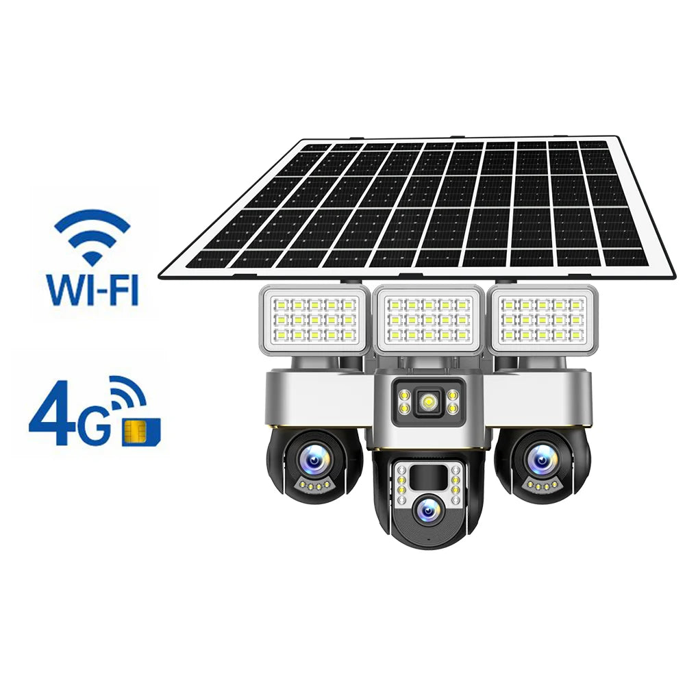 V380 Pro New Arrival Private Model 4G SIM Card Solar Camera 3 PTZ 3 Screen 6MP VTS30A-G Network Security Camera