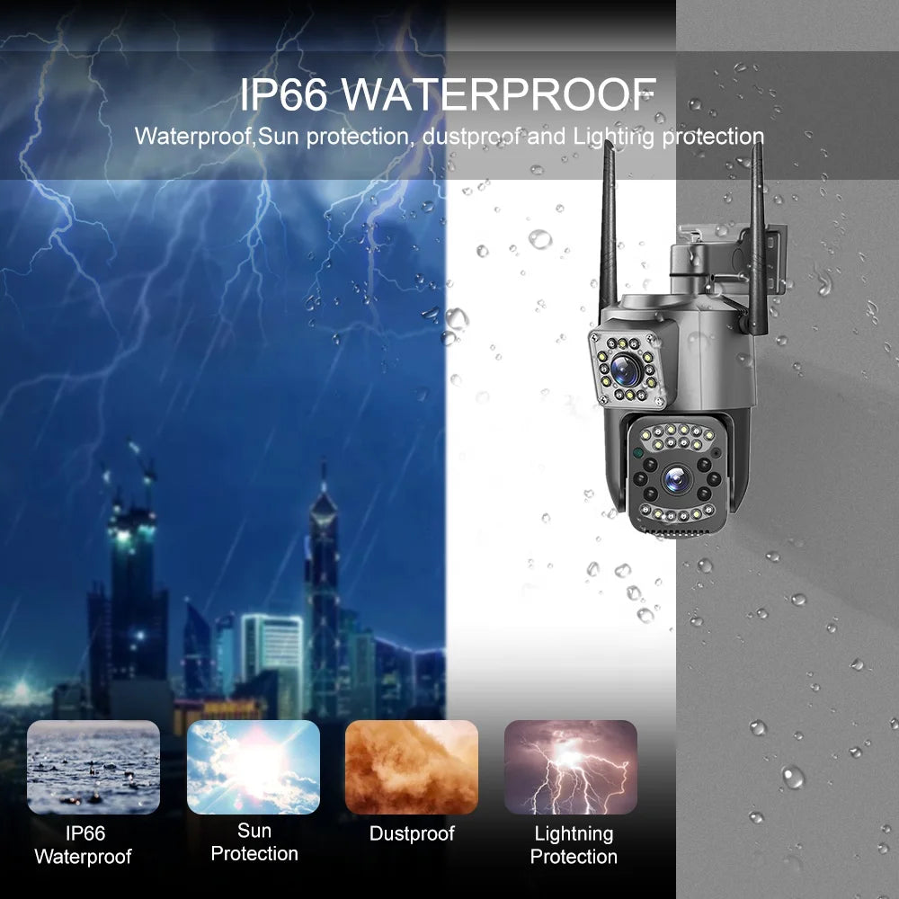 V380 Pro Dual Lens WiFi Camera Network Video Wireless H.265 Bidirectional Audio 4MP Outdoor and Indoor Waterproof Camera
