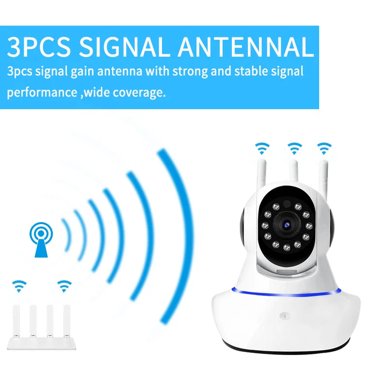 V380 Pro P2P WIFI Camera 3MP Full HD WIFI CCTV Camera 3 Antennas PTZ Indoor Baby Camera