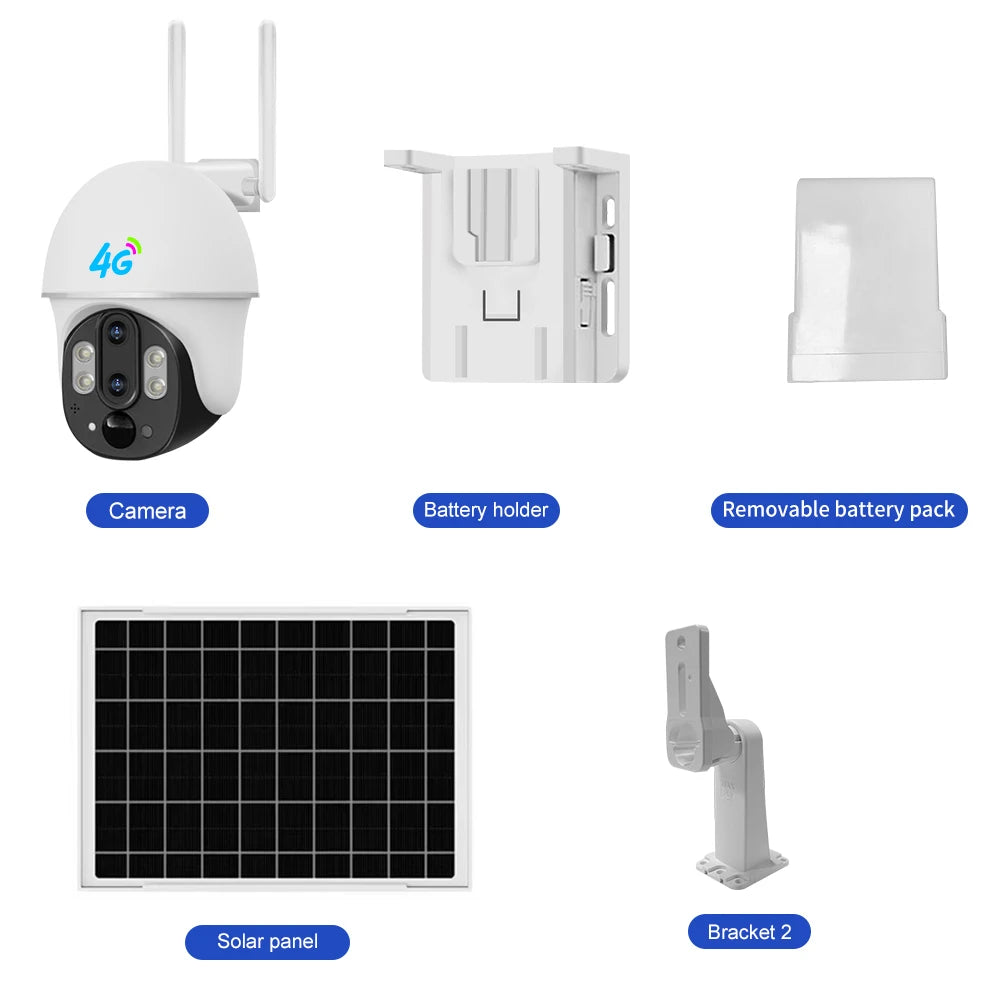Hot Selling Outdoor Solar Camera V380 Outdoor PTZ Camera 2MP Pixel 10x Zoom CCTV Security Camera 4G SIM Card Camera