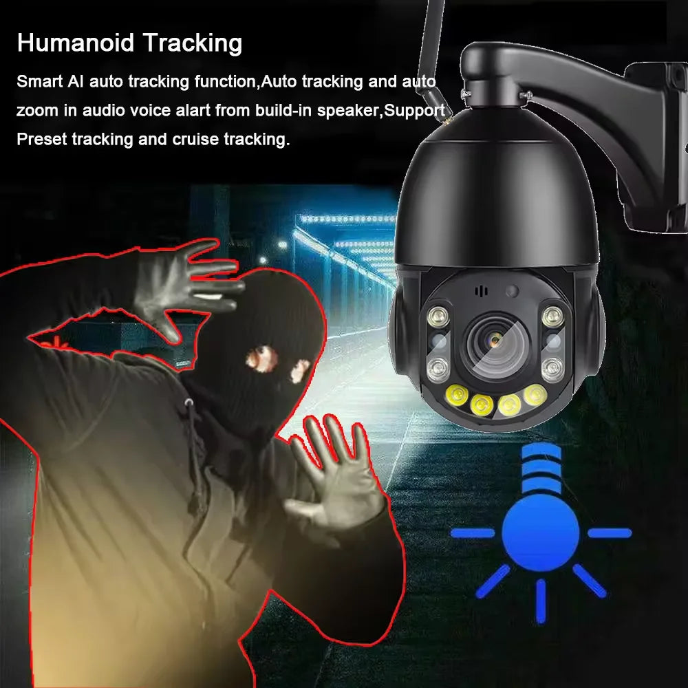 IP66 Waterproof Metal 5MP 30X Zoom HD IP WiFi PTZ Camera Two Way Audio Humanoid Tracking Wireless PTZ Network Camera CCTV Camera