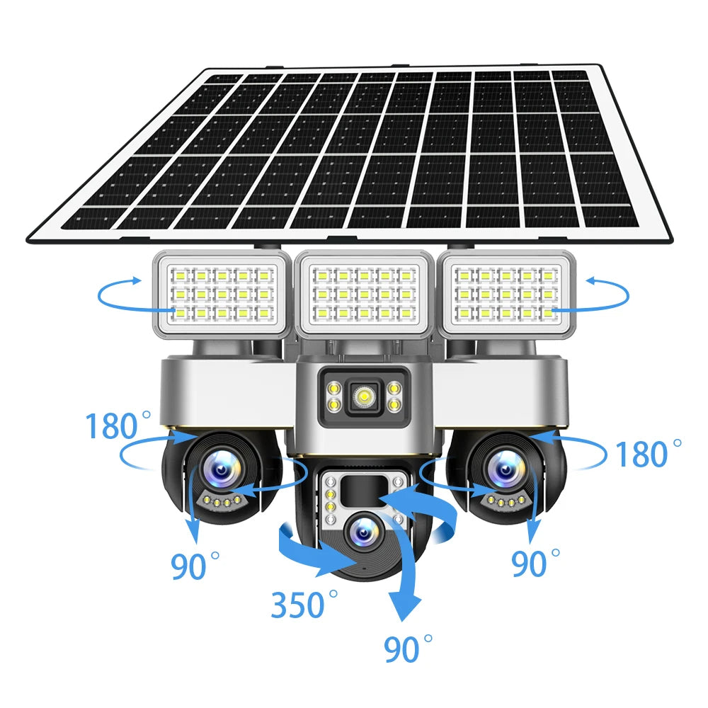 V380 New Solar Powered 4G 3 PTZ and 3 Screen VTS30A-G-F Solar Powered Camera CCTV Camera