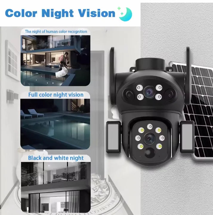 2025 New Outdoor 8MP Dual Lens HD Solar 4G Camera With Built in Battery Security Camera Outdoor IP66 Waterproof CCTV Camera V380 Pro