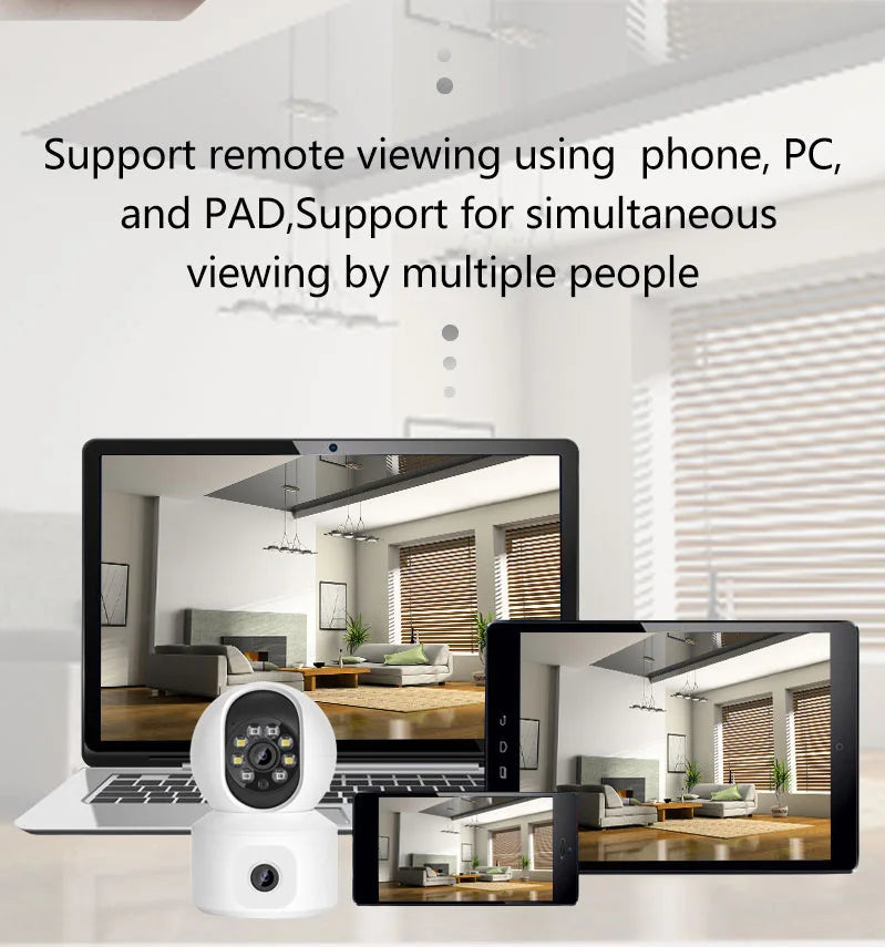 Dual Lens Full HD Wifi IP Camera 2K 4MP 360 Degree Auto Tracking Motion Detection Alarming Indoor Home Security Camera