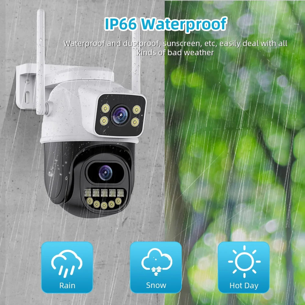 Hot Sales ICSEE Smart 360 PTZ Auto Tracking 6MP Dual Lens Camera Color Night Vision IP Home Security Wireless CCTV Outdoor WiFi Camera