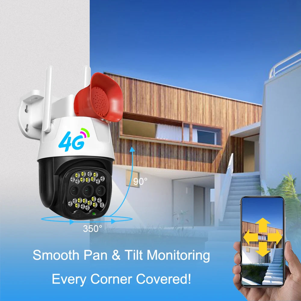 V380 Pro H.265 4G SIM Card CCTV Camera Digital Tracking PTZ Camera Auto Trail Camera 4G