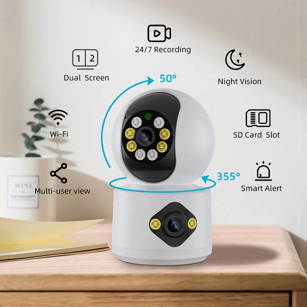 High Quality 4MP Dual Lens WiFi Camera Indoor Color Night Vision Baby Camera WiFi Wireless Home CCTV Camera