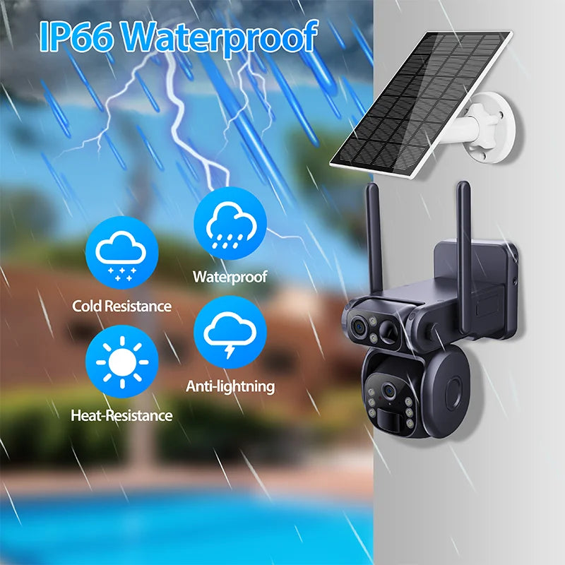 Factory Price Ubox APP Dual Lens 4G WiFi Solar Camera PTZ Camera PIR AI Human Detection Solar Battery Camera 4G SIM Card Camera