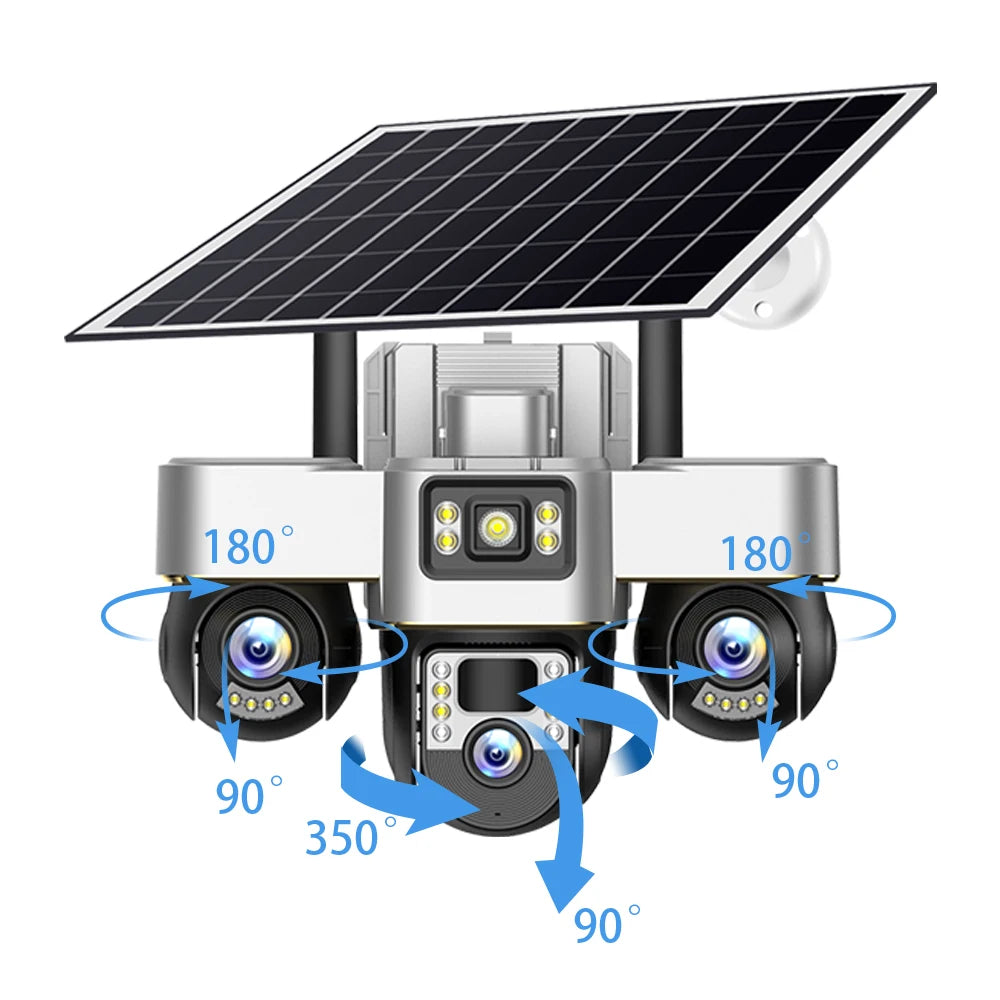 V380 New Solar 4G 3 PTZ 3 Screen VTS30-G-F Security Monitoring Camera CCTV Solar Camera