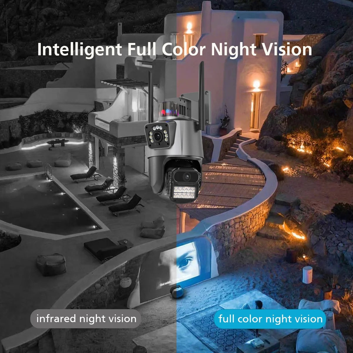 Dual Lens 6MP ICSEE Smart Camera 360 PTZ Auto Tracking Color Night Vision IP Home Security Wireless CCTV Outdoor WiFi Camera