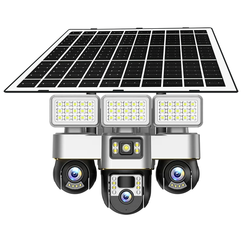V380 Pro New Arrival Private Model 4G SIM Card Solar Camera 3 PTZ 3 Screen 6MP VTS30A-G Network Security Camera