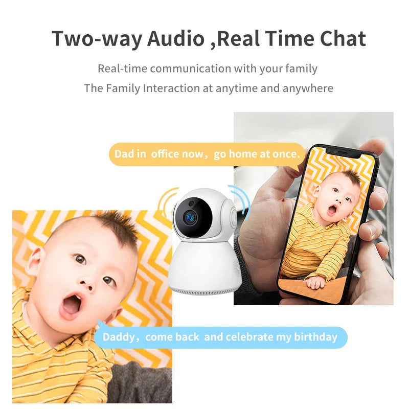 V380 Wifi Camera Full Night Vision 2 Ways Audio Smart Auto Rotate Tracking 3mp Snow Man Baby Camera