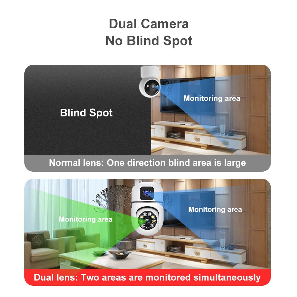 New V380 Mini Indoor PTZ Dual Lens Camera 4MP HD Smart Home WiFi Security for Baby Monitor Indoor Network Dual Lens Camera
