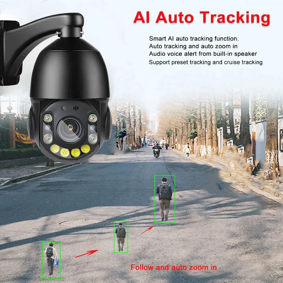 360 PTZ 4K 5MP 8MP IP POE Wired Security Dome Camera 30x Zoom Outdoor Human Auto Tracking Support NVR CCTV PTZ Camera POE Camera
