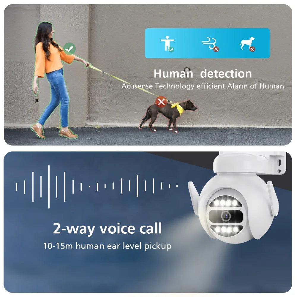 New 4MP ICSEE Auto Human Tracking Color Night Vision PTZ Outdoor Wireless WiFi Camera