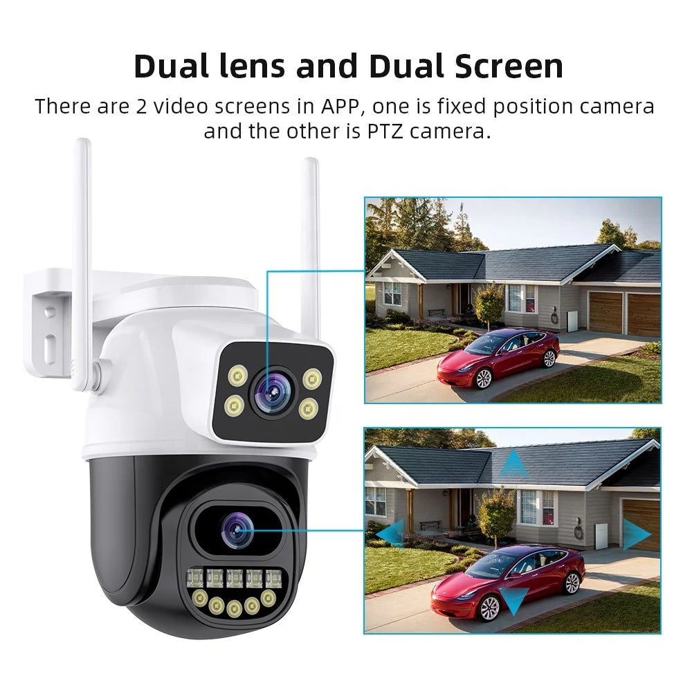 Hot Sales ICSEE Smart 360 PTZ Auto Tracking 6MP Dual Lens Camera Color Night Vision IP Home Security Wireless CCTV Outdoor WiFi Camera