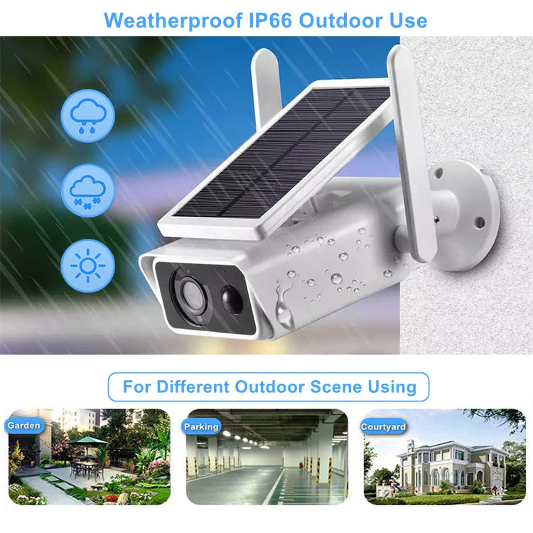 4MP ICSEE Solar Cell Camera WiFi CCTV Camera Bidirectional Audio Motion Detection Outdoor Waterproof Solar Camera