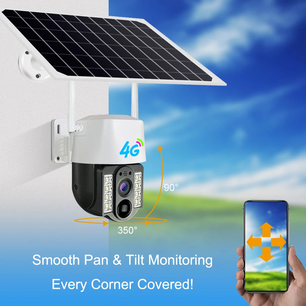 V380 Network APP Video Recorder Surveillance Wireless Outdoor IP PTZ Security Camera With Solar Panel Solar 4G Camera