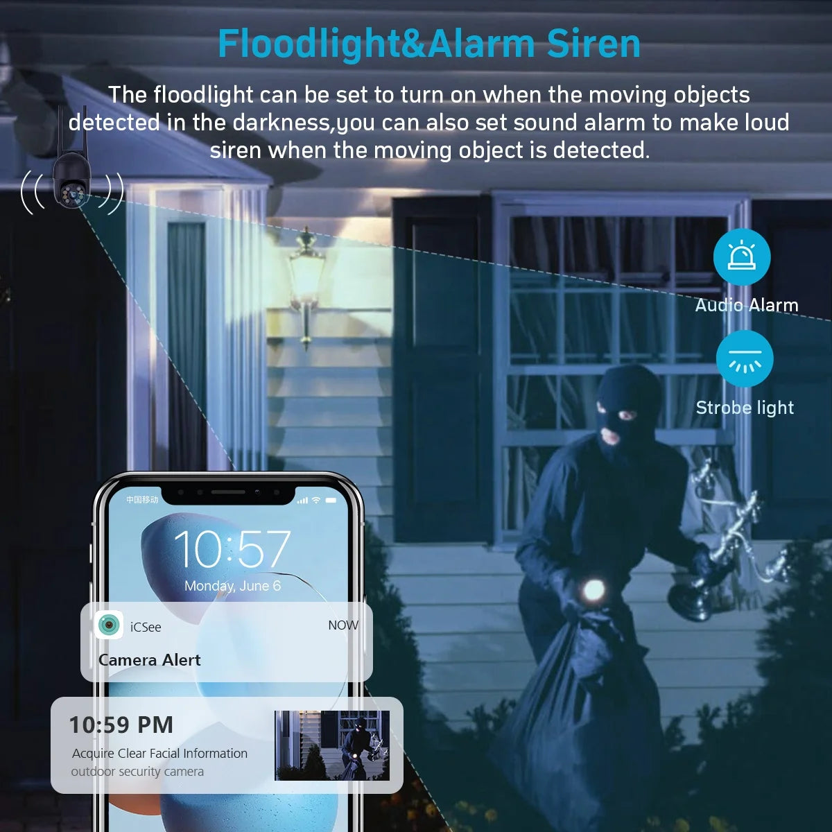 Hot Sales Black 3MP/4MP/5MP/8MP 2K 4K Pixel ICSEE Automatic Tracking Color Night Vision Wireless WiFi Camera Outdoor IP66 Waterproof CCTV Camera