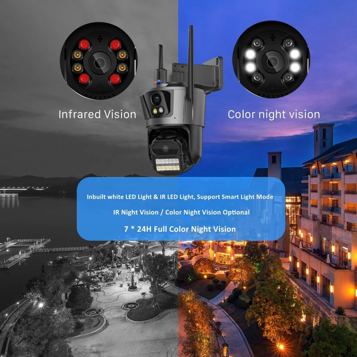 9MP Triple Lens Three Screen Auto Human Tracking Color Night Vision PTZ Outdoor Wireless CCTV Camera Security ICSEE WiFi Camera