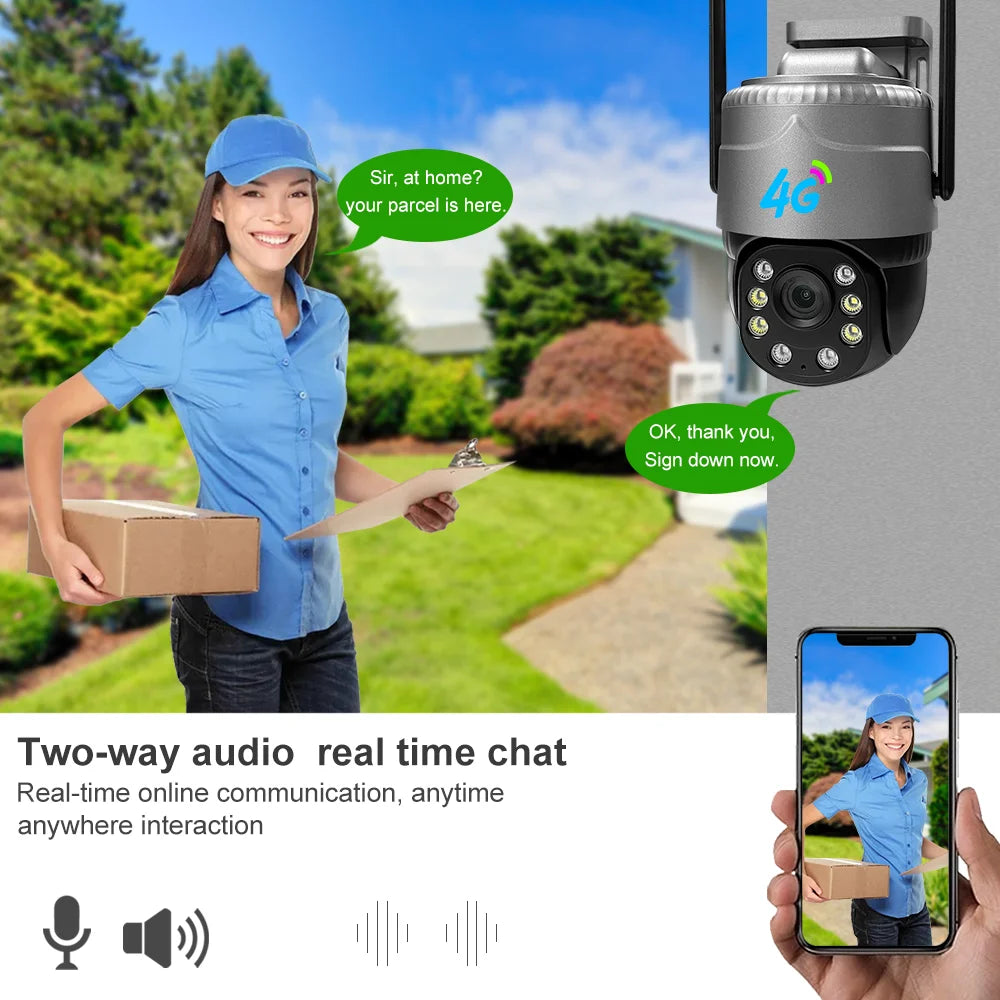 IP66 Waterproof IP Camera With SIM Card CCTV V380 3MP Full HD IP Camera SIM 4G PTZ Camera