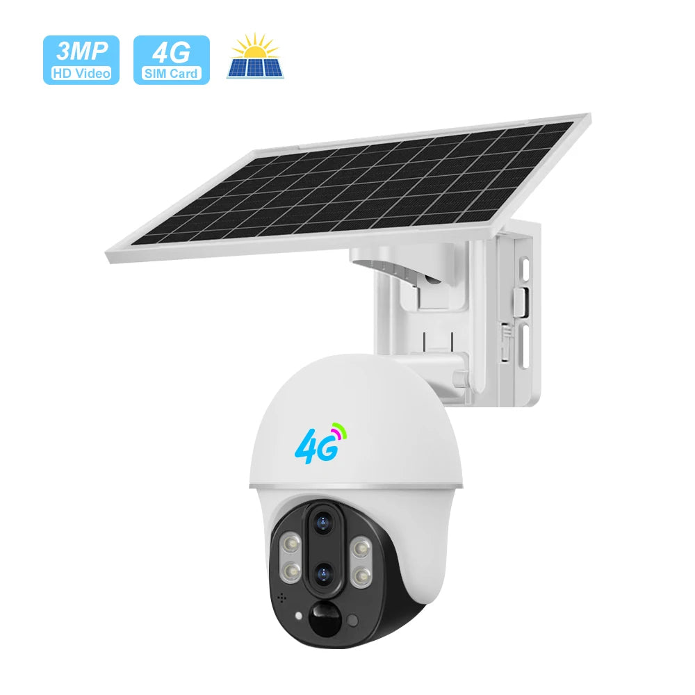 New Dual Lens 10x Zoom PTZ Wireless Outdoor Solar Powered Security Battery Camera 4G SIM Card Solar Camera