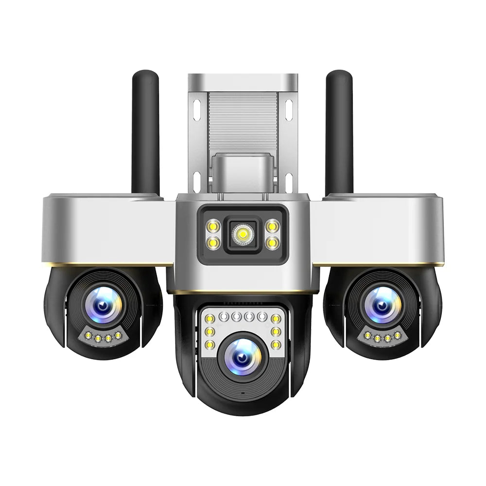 New V380 Outdoor IP66 Waterproof Camera 4G SIM Card Network Camera 3 Lenses 3 Views 3 PTZ Cameras