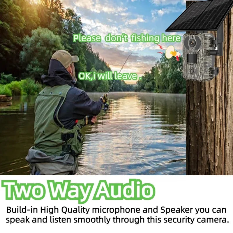 2K 4MP Camouflage 4G Solar Camera Battery Powered PIR Sensor Motion Detection Security Wireless 4G Hunting Camera Solar