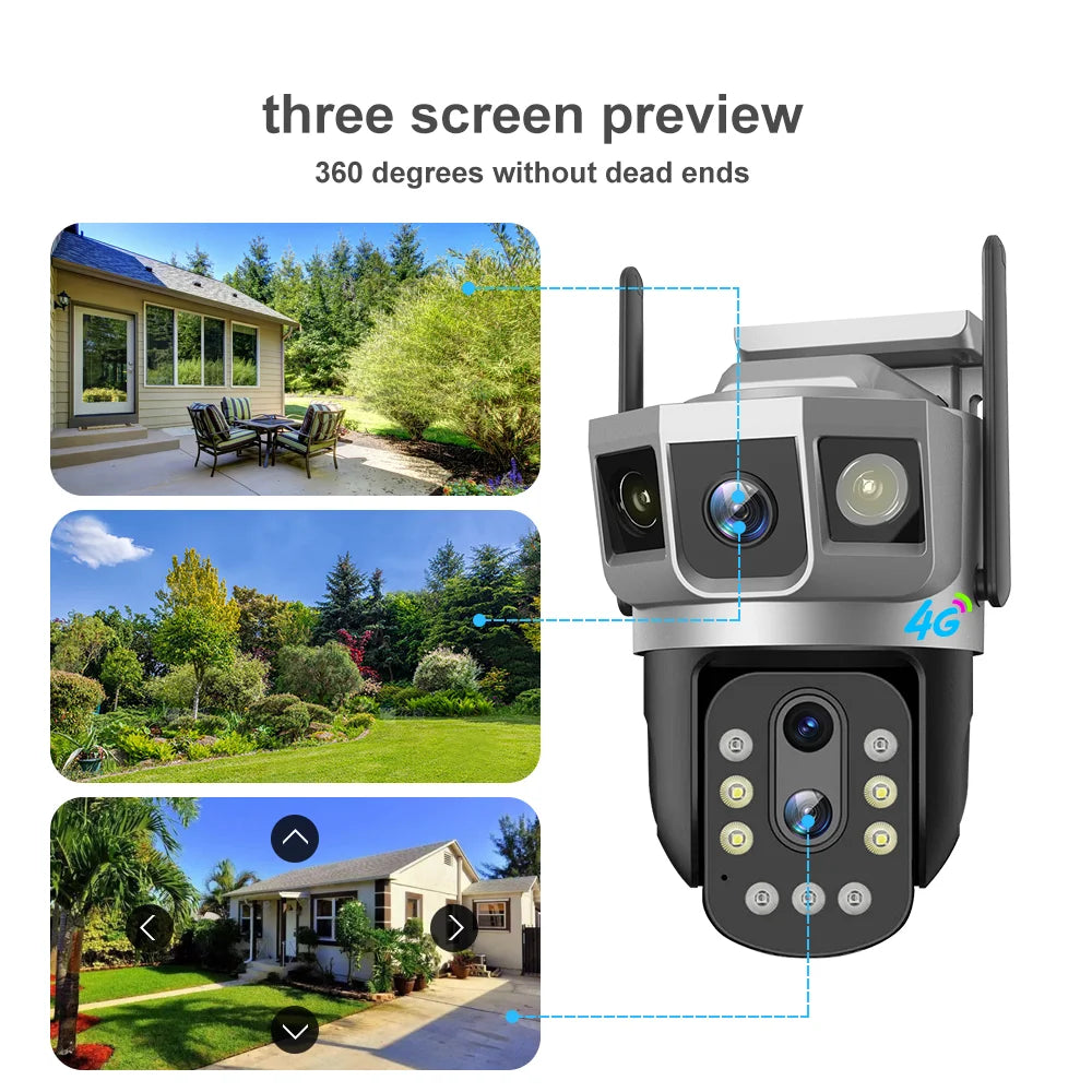 V380 New Network Camera 4MP CCTV Wireless IP Security Smart Home Outdoor 10 Optical Zoom 4G PTZ Dual Lens Camera