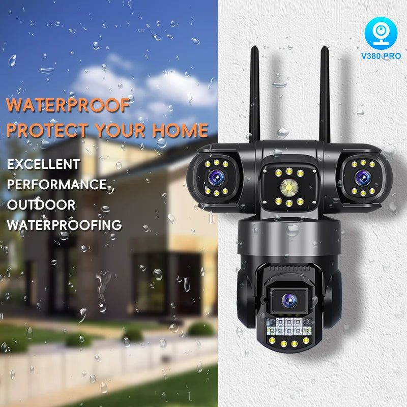 Hot Sales 3 Lenses 3 Screens Outdoor WiFi Waterproof PTZ Camera Home Protection CCTV Security Camera