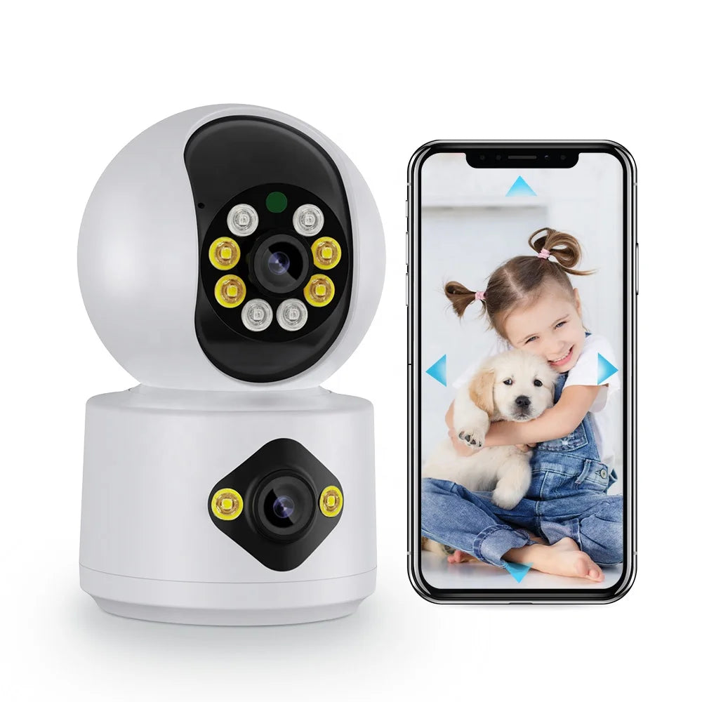 High Quality 4MP Dual Lens WiFi Camera Indoor Color Night Vision Baby Camera WiFi Wireless Home CCTV Camera