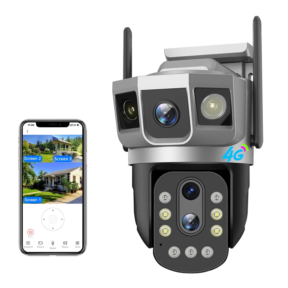 V380 New Network Camera 4MP CCTV Wireless IP Security Smart Home Outdoor 10 Optical Zoom 4G PTZ Dual Lens Camera