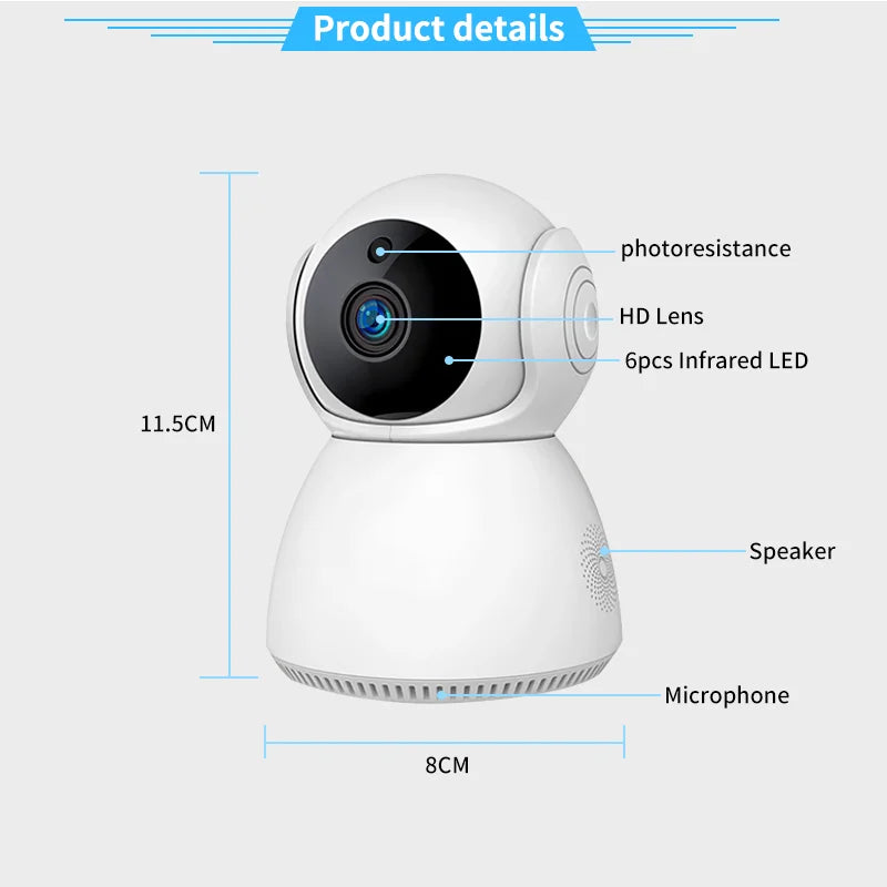 V380 Wifi Camera Full Night Vision 2 Ways Audio Smart Auto Rotate Tracking 3mp Snow Man Baby Camera