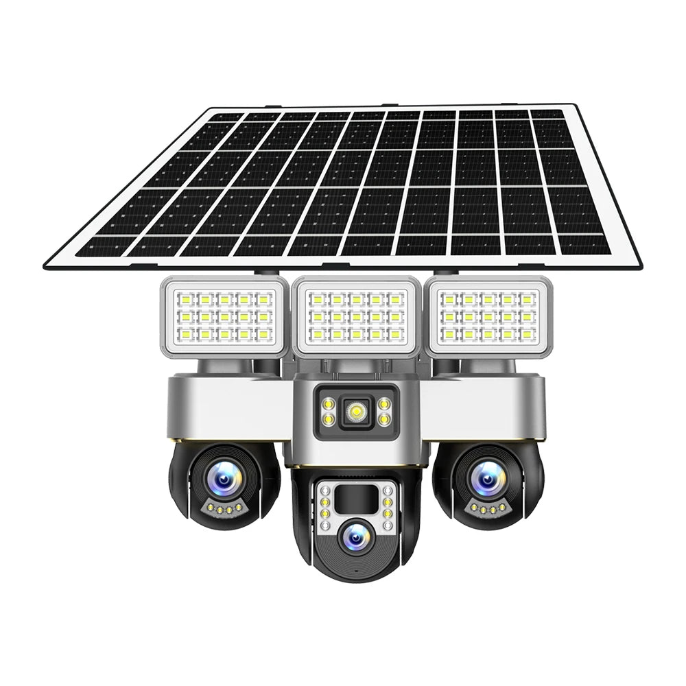 V380 New Solar Powered 4G 3 PTZ and 3 Screen VTS30A-G-F Solar Powered Camera CCTV Camera